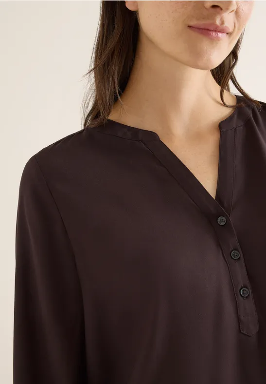 Bluse in Unifarbe tartufo brown