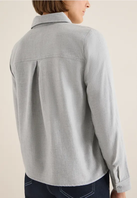 Flanellbluse mit Nieten luna grey melange
