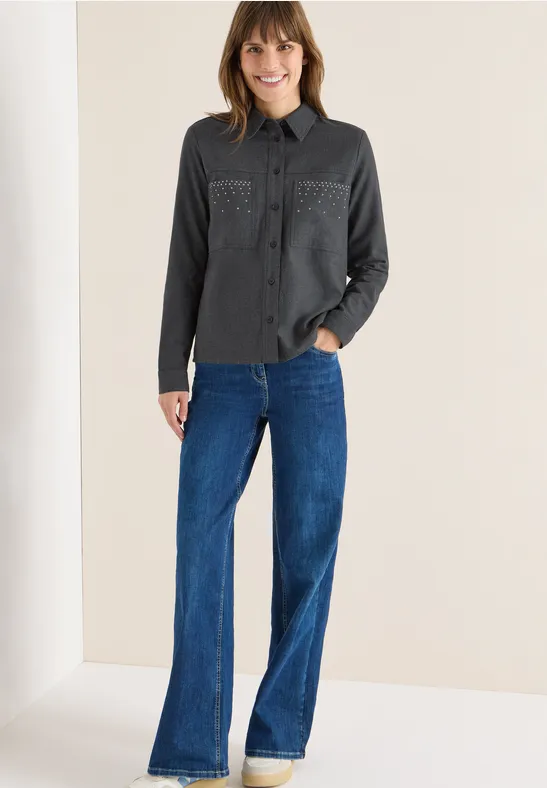 Flanellen blouse met studs null
