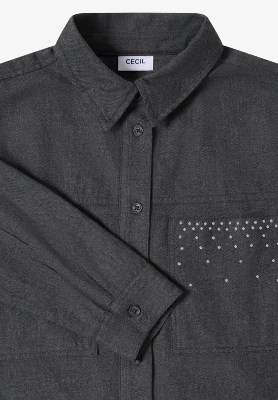 Flanellen blouse met studs null