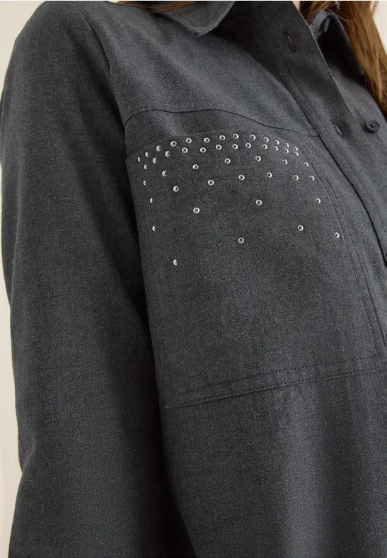 Flanellen blouse met studs null