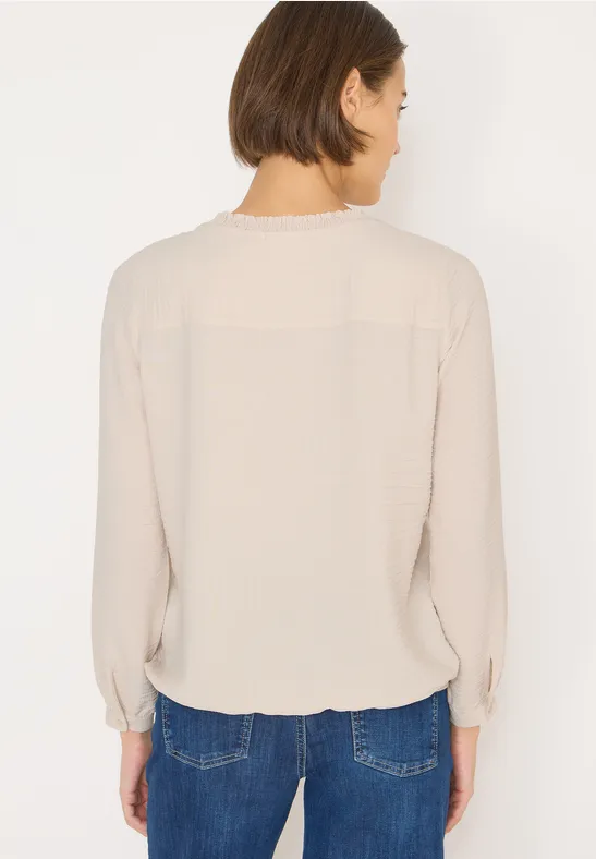 Blouse met gesmockte halslijn pearl beige