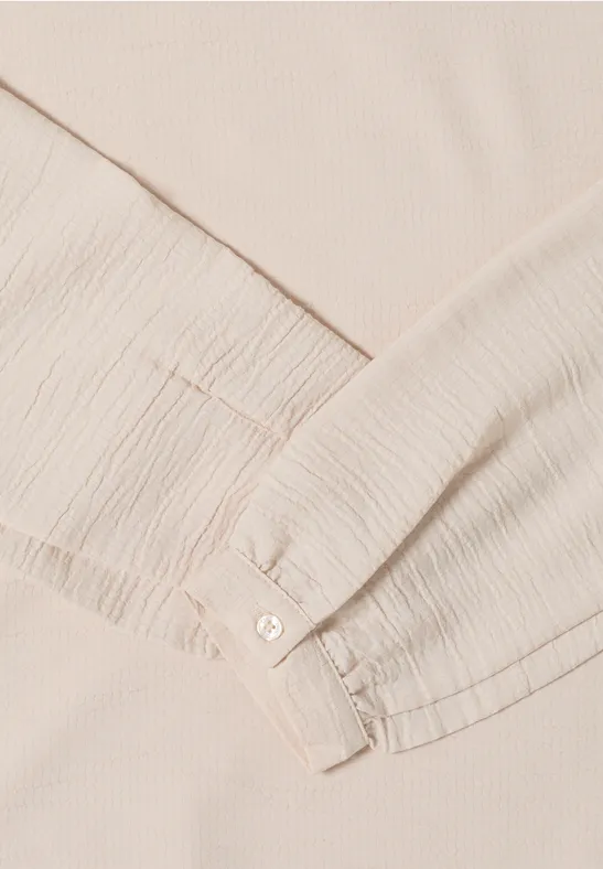 Blouse met gesmockte halslijn pearl beige