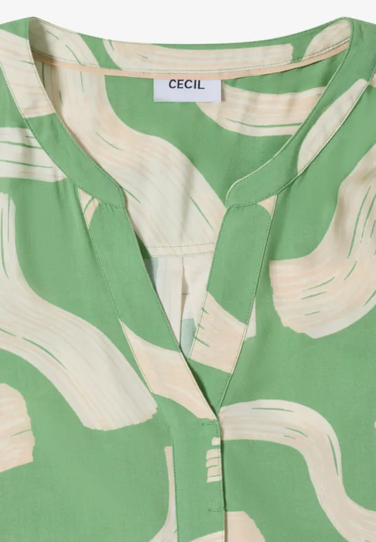 Gedessineerde blouse met gespleten hals null