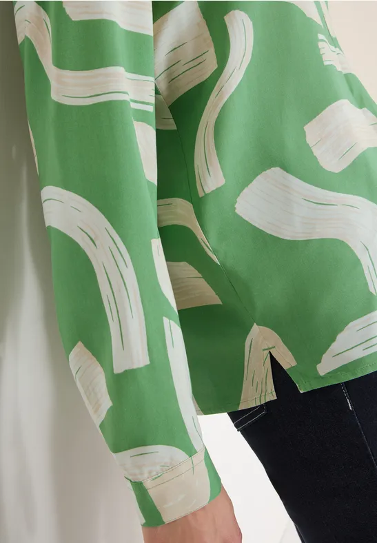 Gedessineerde blouse met gespleten hals null