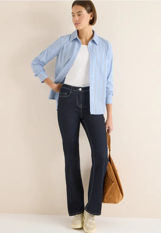 Gestreifte Hemdbluse fountain blue