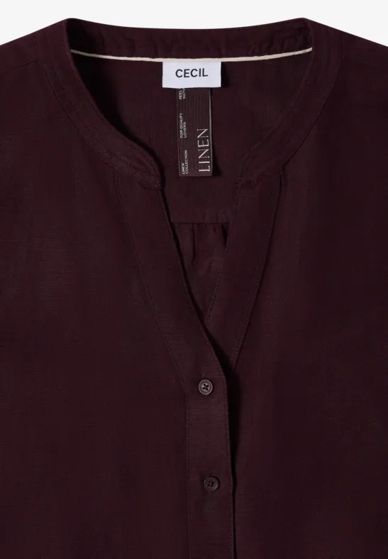 3/4-Arm Bluse aus Leinenmix rich burgundy