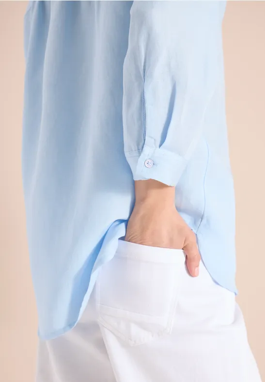 Bluzka koszulowa z lnianym rękawem 3/4 fresh water blue