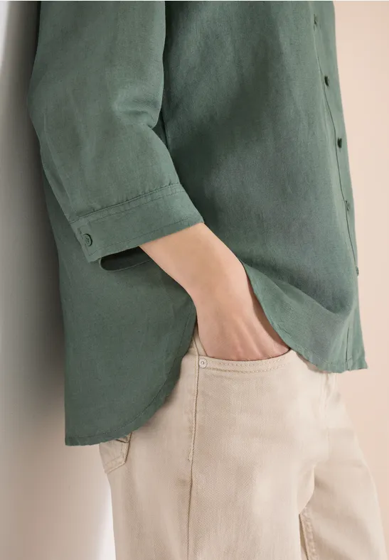 3/4 mouw blouse van linnenmix just khaki