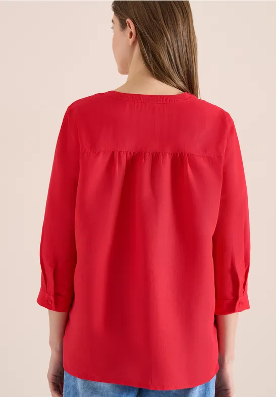3/4-Arm Bluse aus Leinenmix fresh red