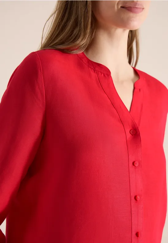 3/4-Arm Bluse aus Leinenmix fresh red