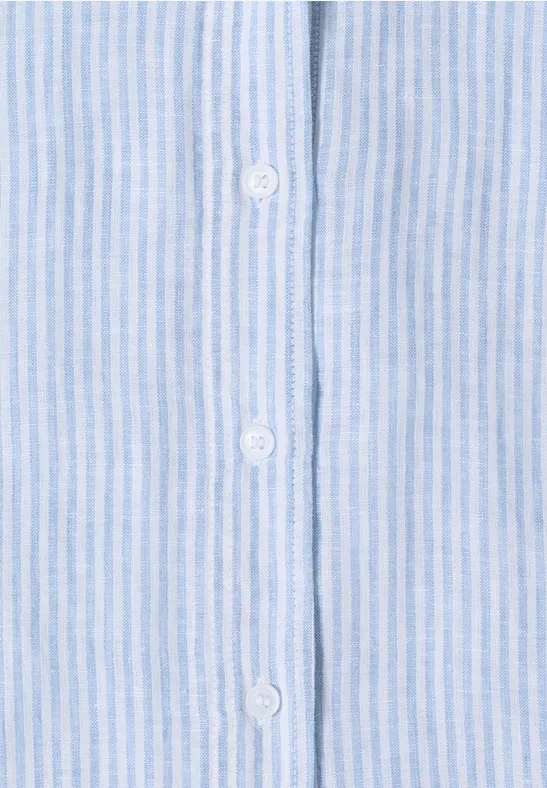 Blouse met korte mouwen van puur linnen blouse blue