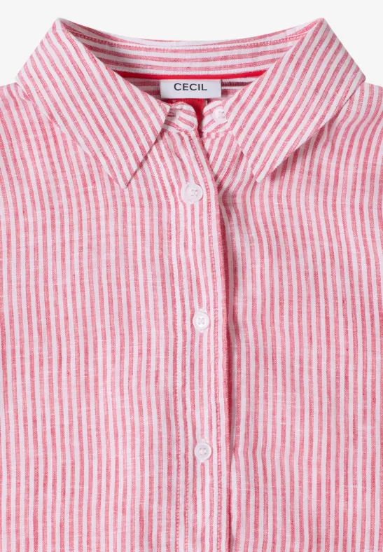 Blouse met korte mouwen van puur linnen fresh red