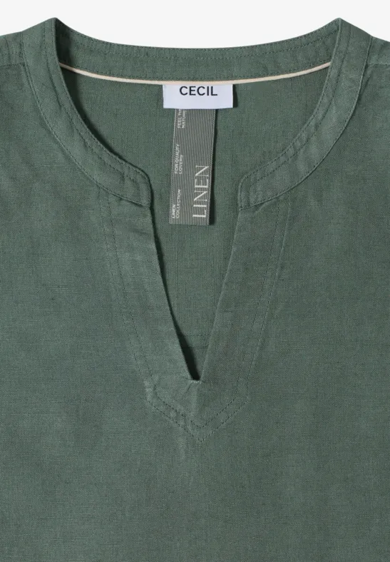 Grünes Leinen-Oberteil mit V-Ausschnitt von CECIL.