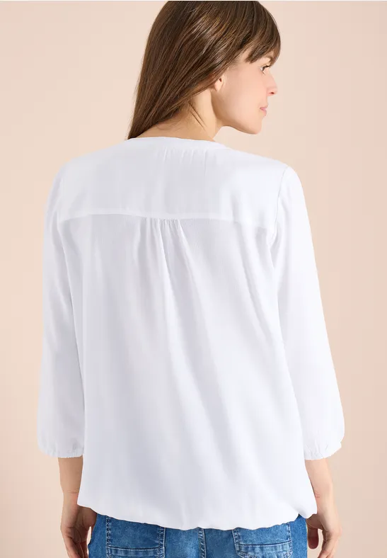3/4-mouwen blouse met gespleten hals White