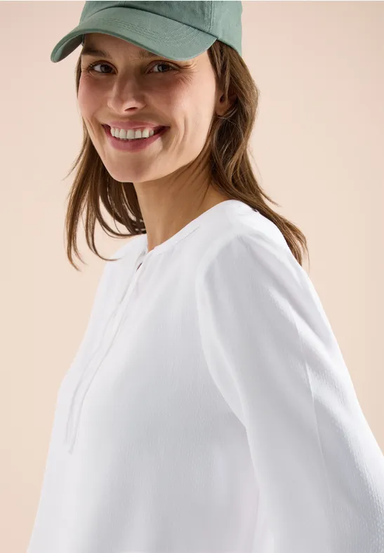 3/4-mouwen blouse met gespleten hals White