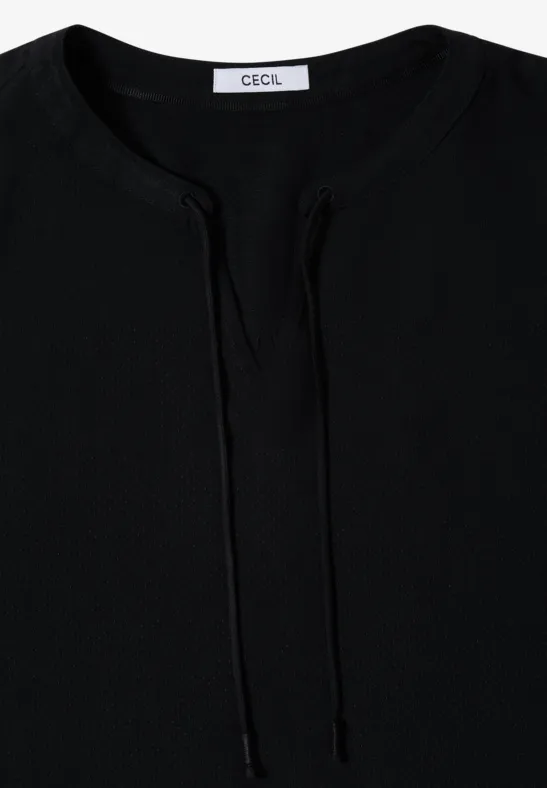 3/4-mouwen blouse met gespleten hals Black