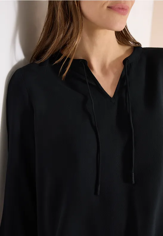 3/4-mouwen blouse met gespleten hals Black