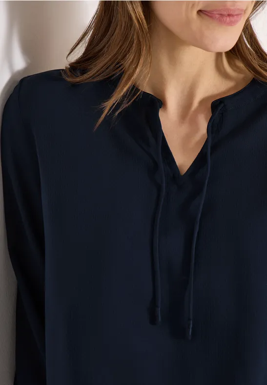 3/4-mouwen blouse met gespleten hals universal blue