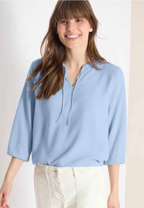 3/4-mouwen blouse met gespleten hals light sky blue