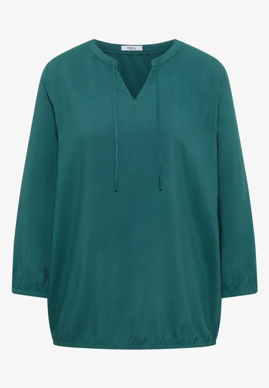 Chemisier à manches 3/4 avec col fendu jungle green