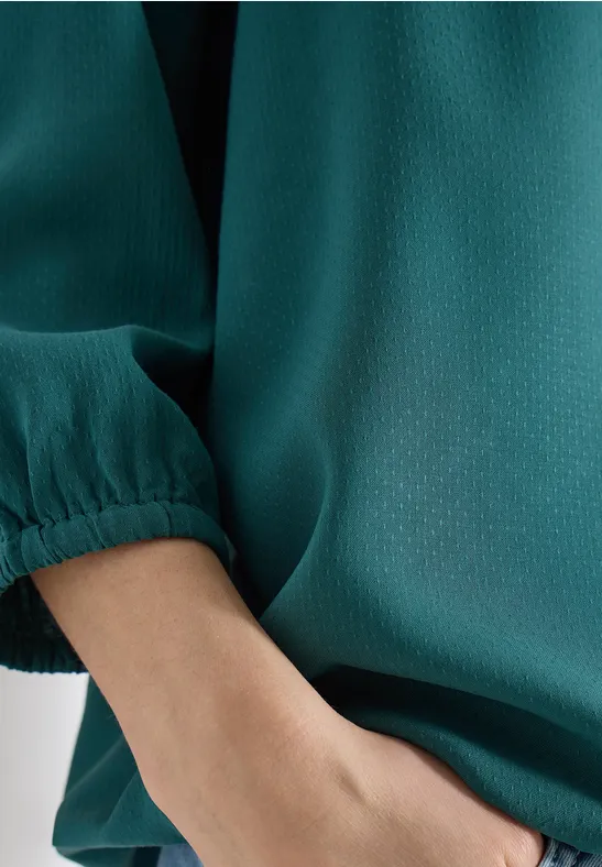 Chemisier à manches 3/4 avec col fendu jungle green