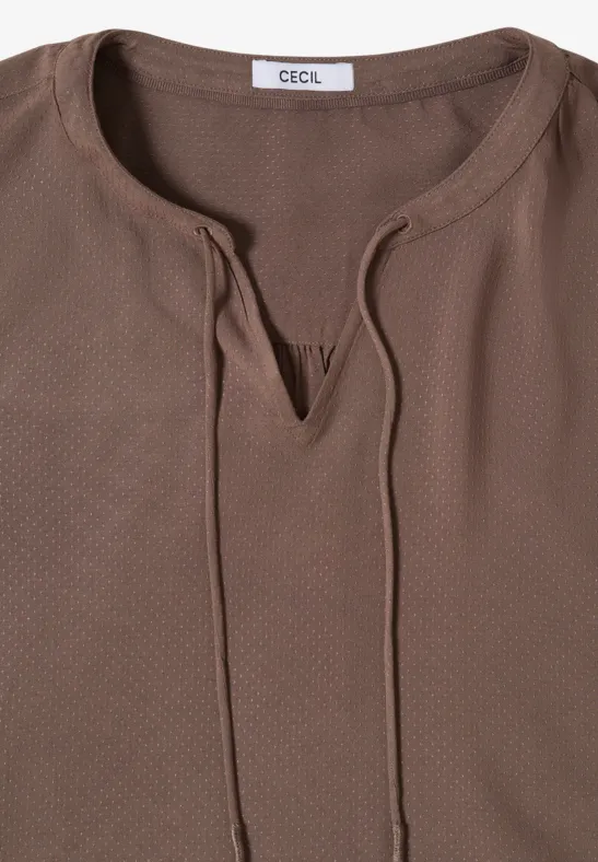 3/4-mouwen blouse met gespleten hals urban taupe