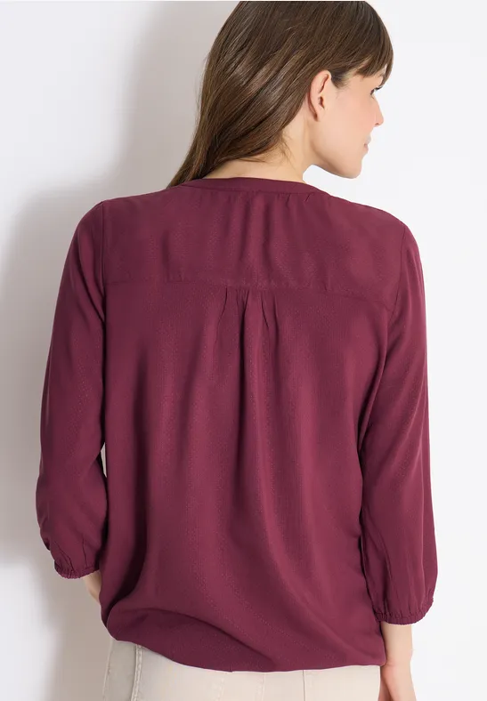 3/4-mouwen blouse met gespleten hals sweet grape red