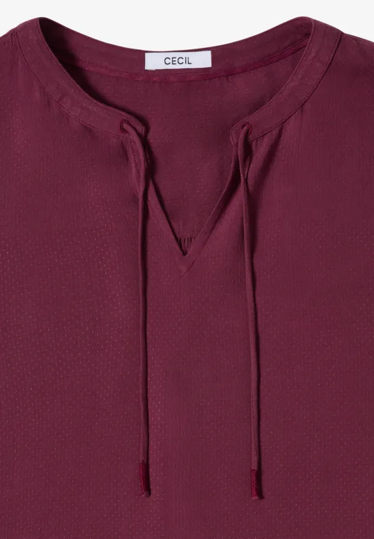 3/4-mouwen blouse met gespleten hals sweet grape red