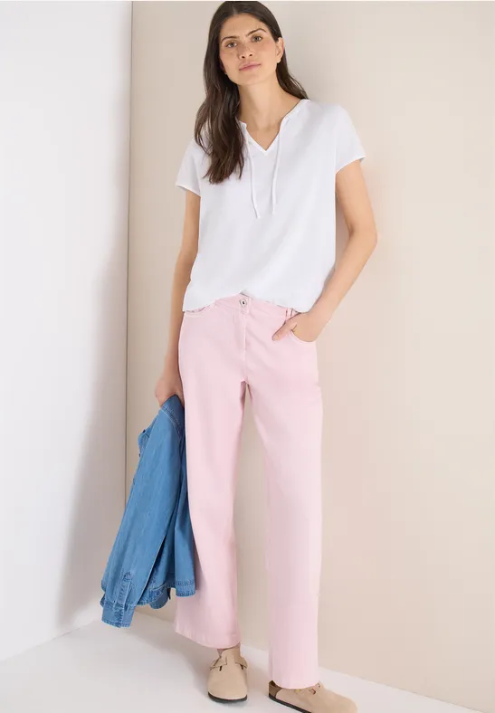 Blouse met korte mouwen en structuurmix White