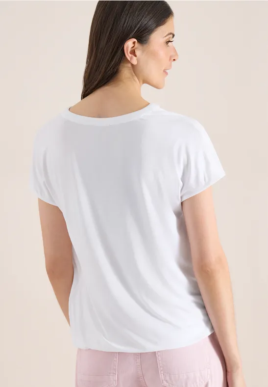 Blouse met korte mouwen en structuurmix White