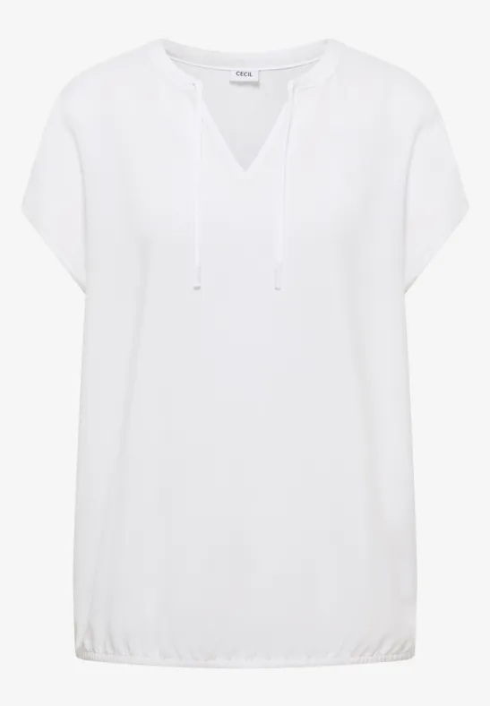 Blouse met korte mouwen en structuurmix White