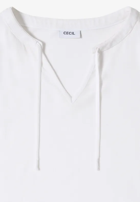 Blouse met korte mouwen en structuurmix White