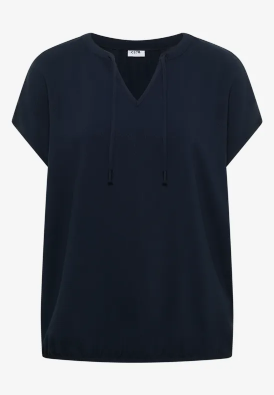 Blouse met korte mouwen en structuurmix universal blue