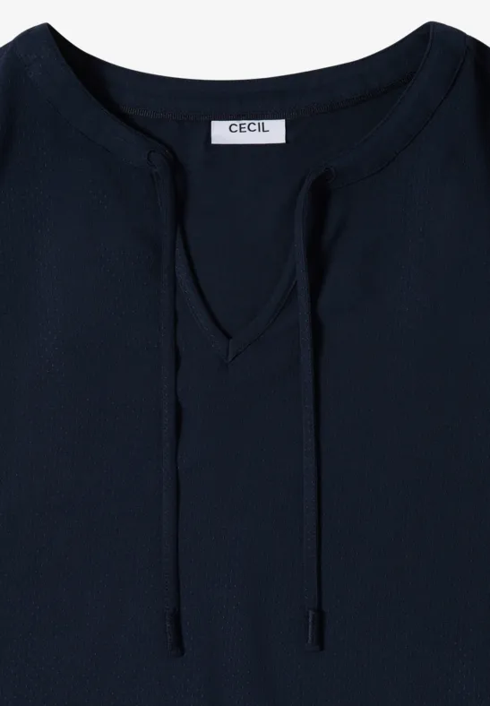 Blouse met korte mouwen en structuurmix universal blue