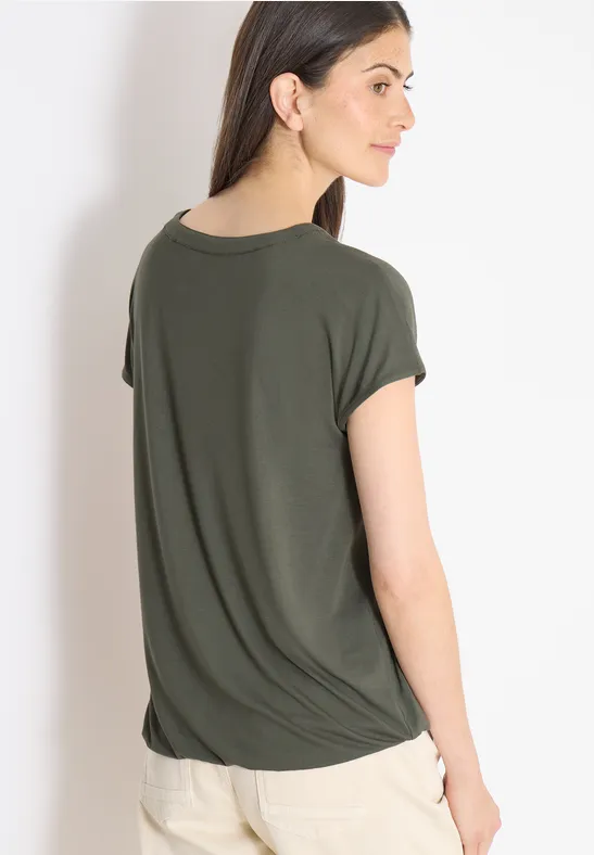Blouse à manches courtes avec mélange de structures khaki