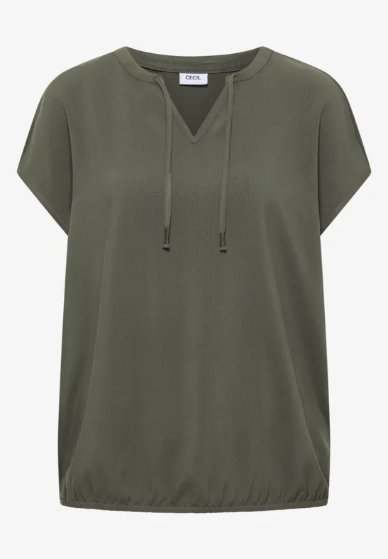 Blouse à manches courtes avec mélange de structures khaki