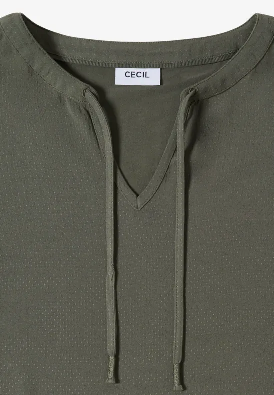 Blouse à manches courtes avec mélange de structures khaki