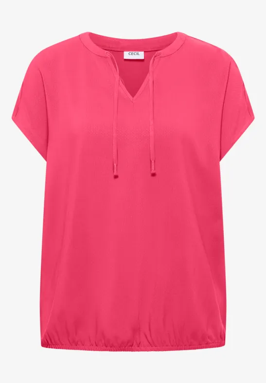 Blouse à manches courtes avec mélange de structures geranium red