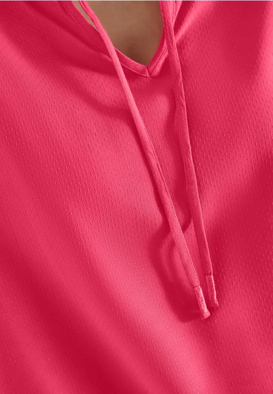 Blouse à manches courtes avec mélange de structures geranium red