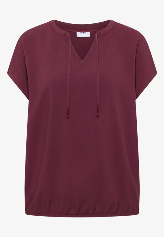 Blouse à manches courtes avec mélange de structures sweet grape red