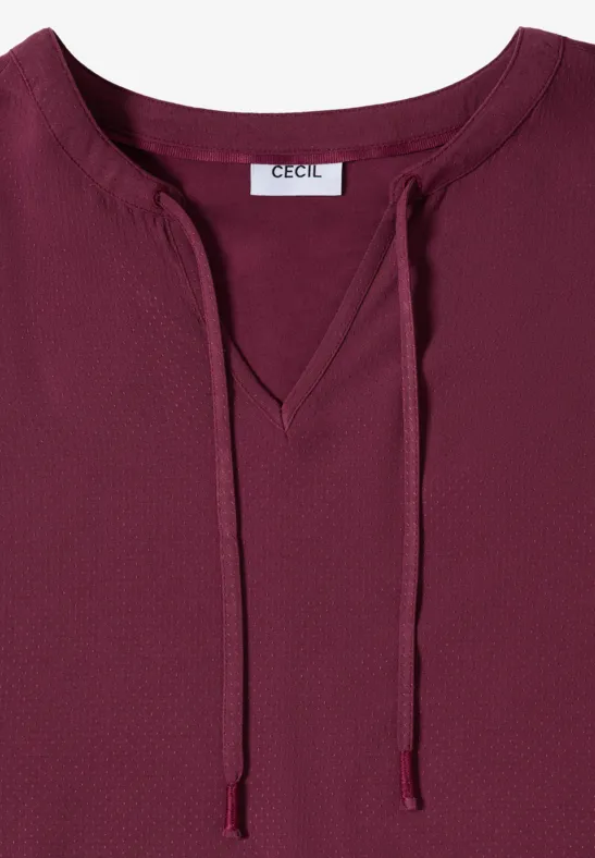 Blouse à manches courtes avec mélange de structures sweet grape red