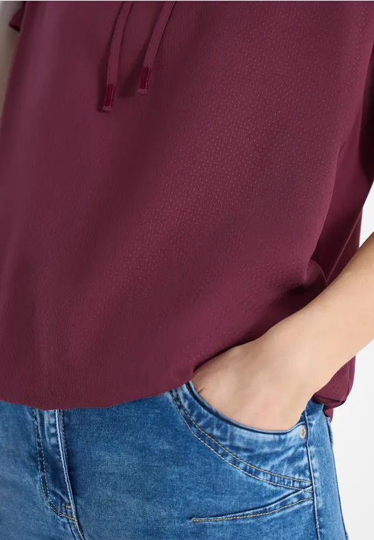 Blouse à manches courtes avec mélange de structures sweet grape red