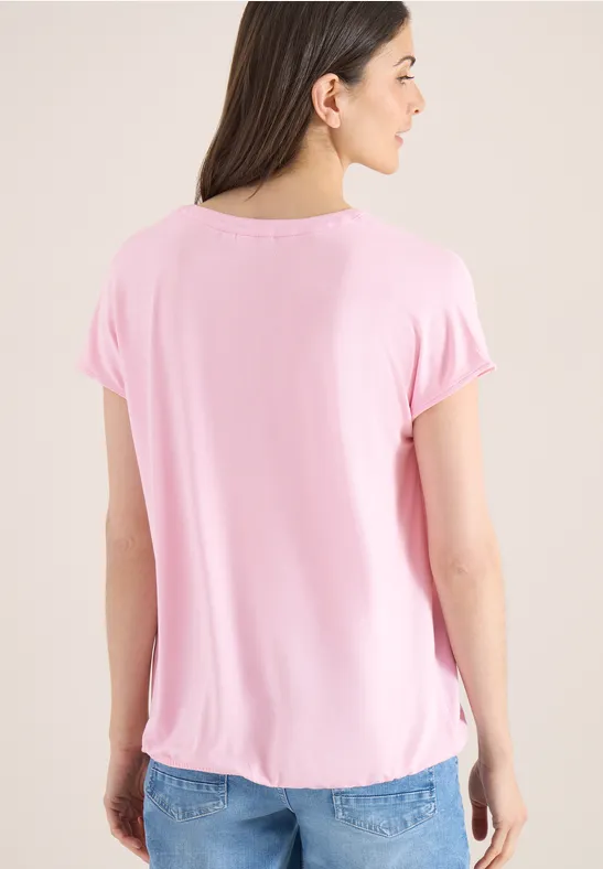 Blouse met korte mouwen en structuurmix light blush rose