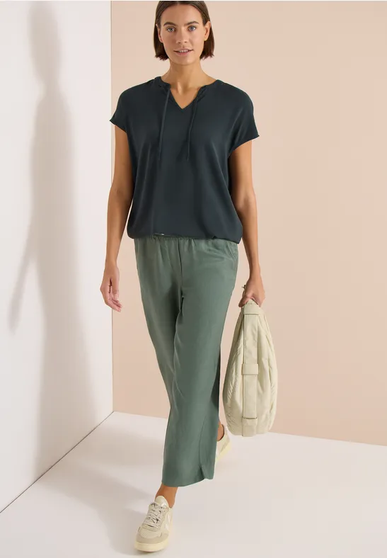 Kurzarm Bluse mit Strukturmix palm breeze green