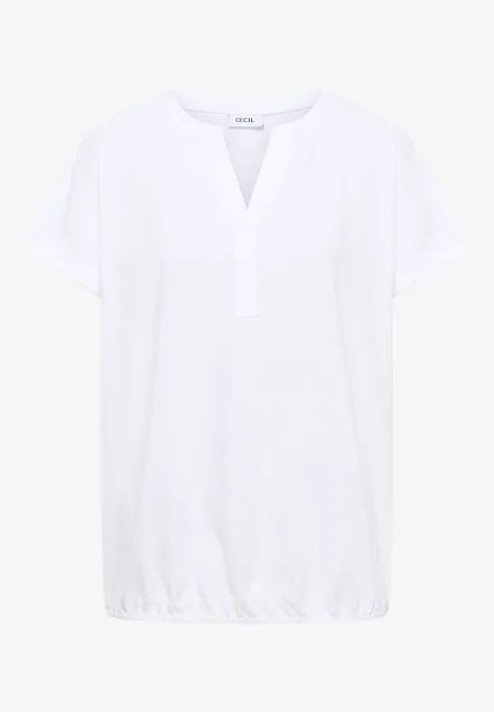 Blouse met korte mouwen en gespleten hals White