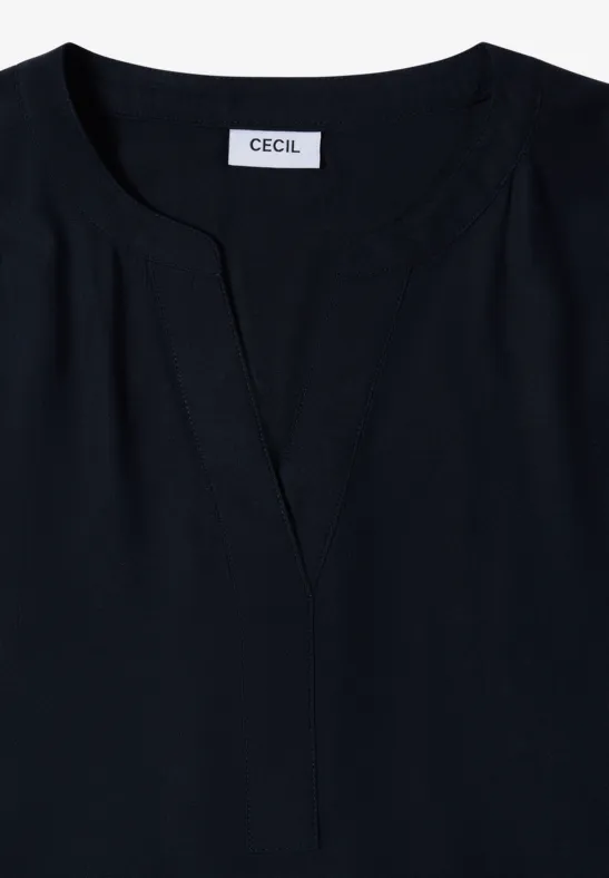 Blouse met korte mouwen en gespleten hals universal blue