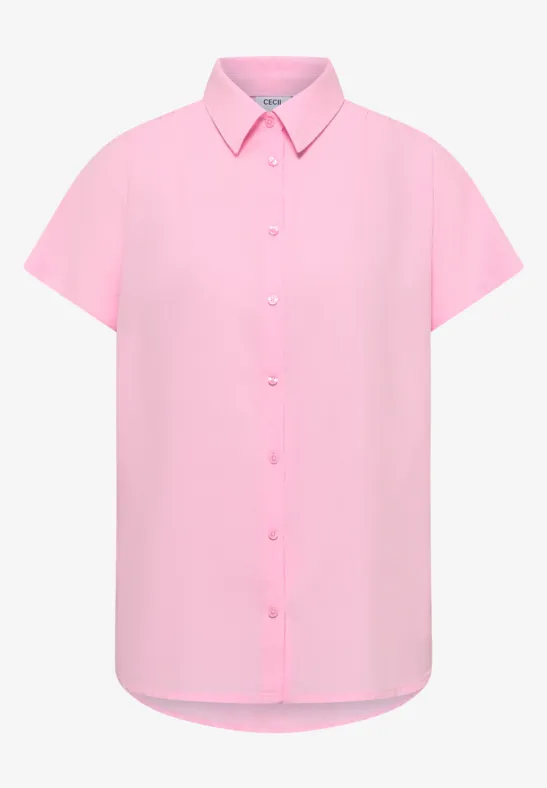 Basic Bluse mit Hemdkragen in Unifarbe light blush rose
