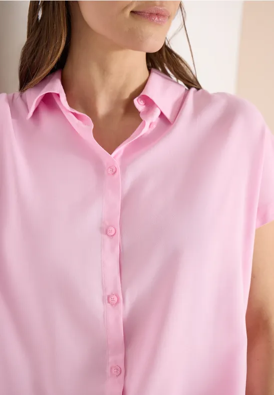 Basic Bluse mit Hemdkragen in Unifarbe light blush rose