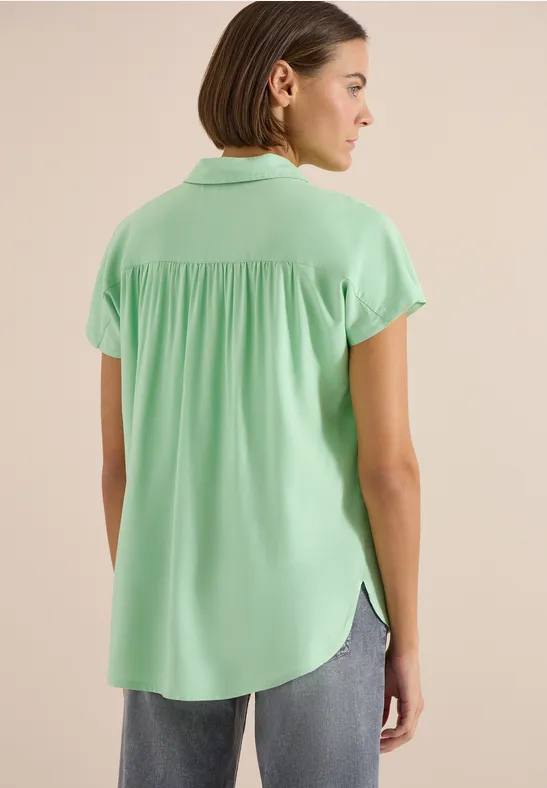 Basic Bluse mit Hemdkragen in Unifarbe juicy lime